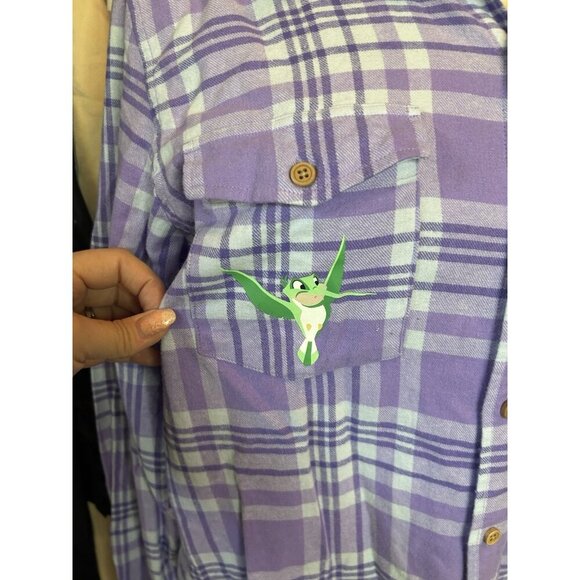 Disney Our Universe Pocahontas Women's Cotton Multicolor Plaid Shirt. Sz M - Picture 5 of 12